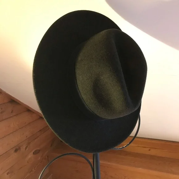 World Market Green Olive Wool Wide Brim Hat, EUC, 22” - Picture 3 of 16